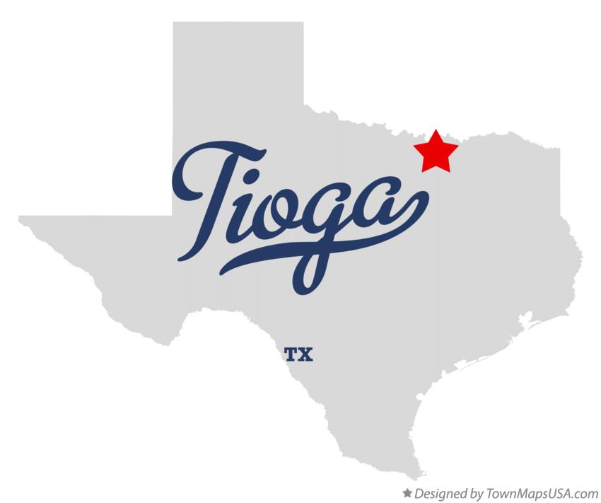 Map of Tioga Texas TX