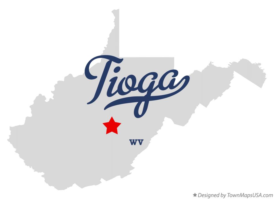 Map of Tioga West Virginia WV
