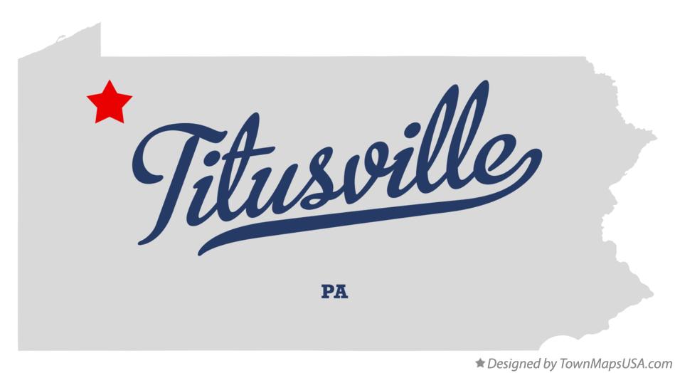 Map of Titusville Pennsylvania PA