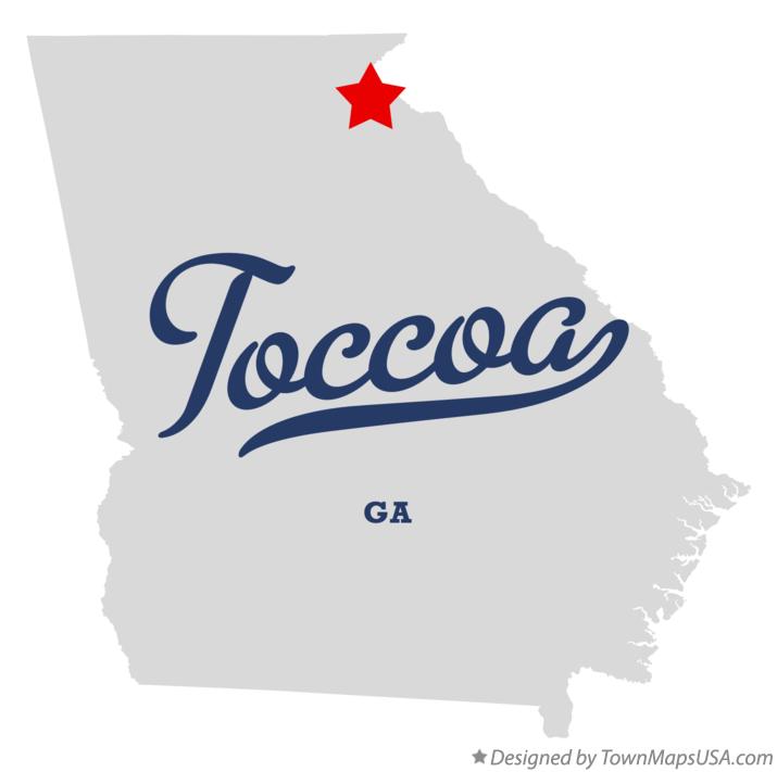 Map of Toccoa Georgia GA