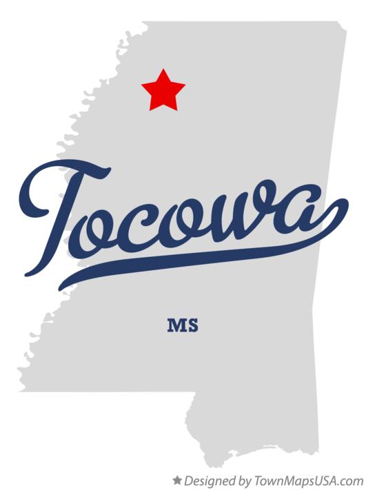 Map of Tocowa Mississippi MS