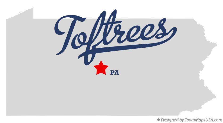 Map of Toftrees Pennsylvania PA