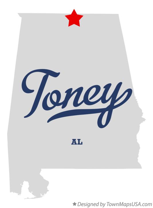 Map of Toney Alabama AL