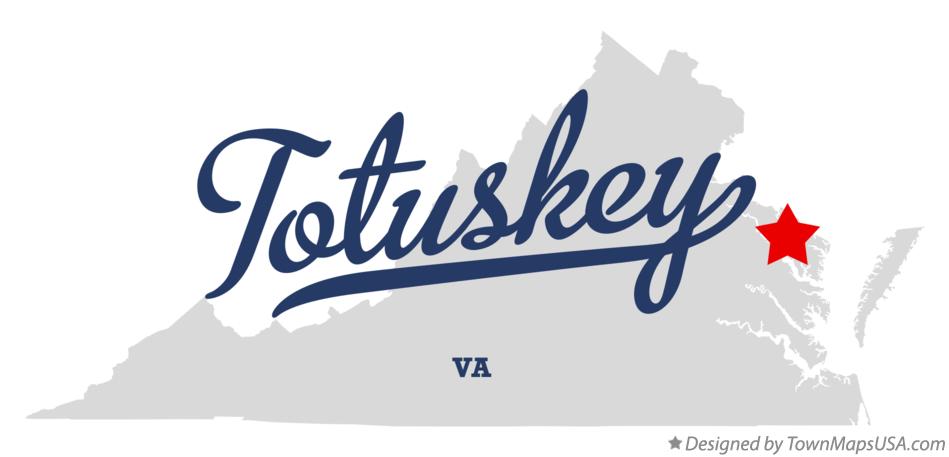 Map of Totuskey Virginia VA