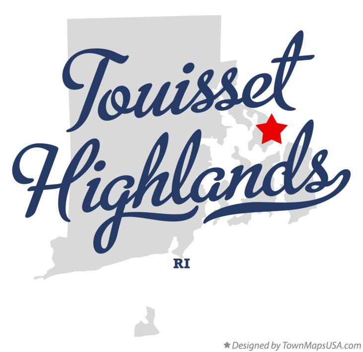 Map of Touisset Highlands Rhode Island RI