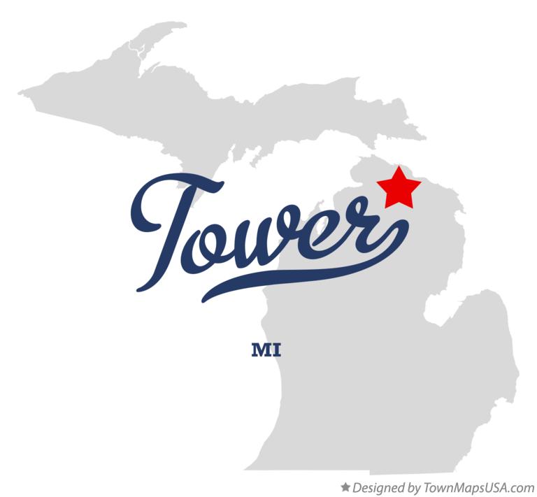 Map of Tower Michigan MI