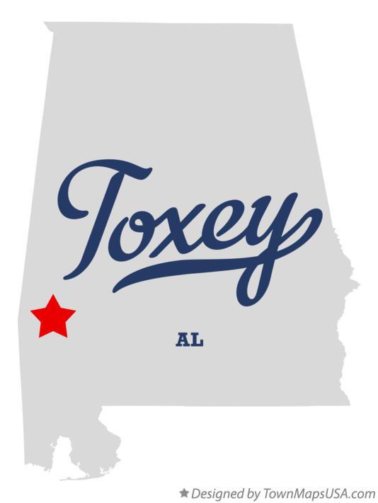 Map of Toxey Alabama AL