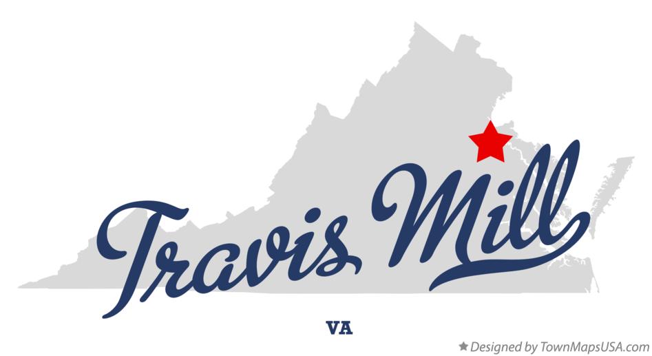 Map of Travis Mill Virginia VA