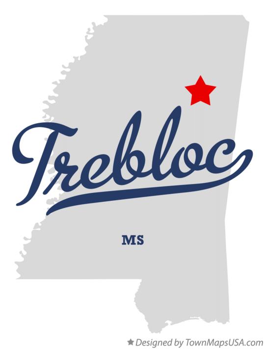 Map of Trebloc Mississippi MS