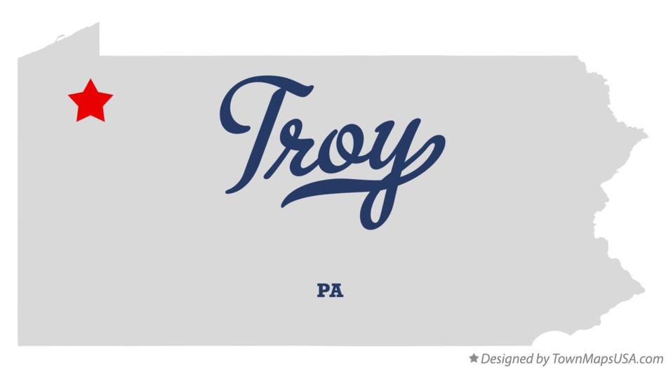 Map of Troy Pennsylvania PA