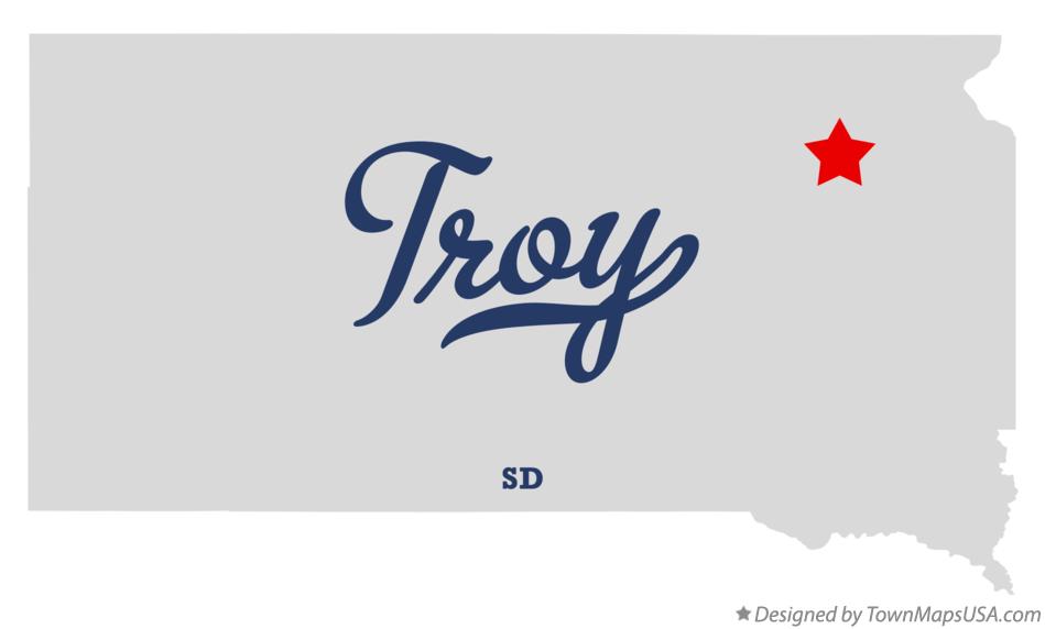 Map of Troy, Day County, SD, South Dakota