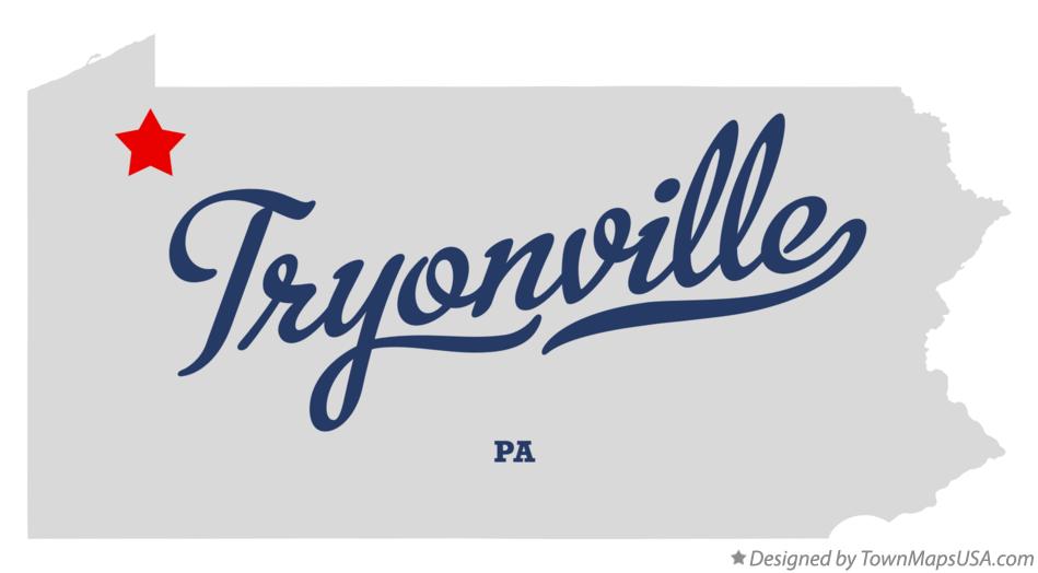 Map of Tryonville Pennsylvania PA