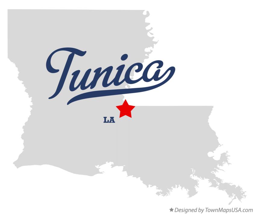 Map of Tunica Louisiana LA