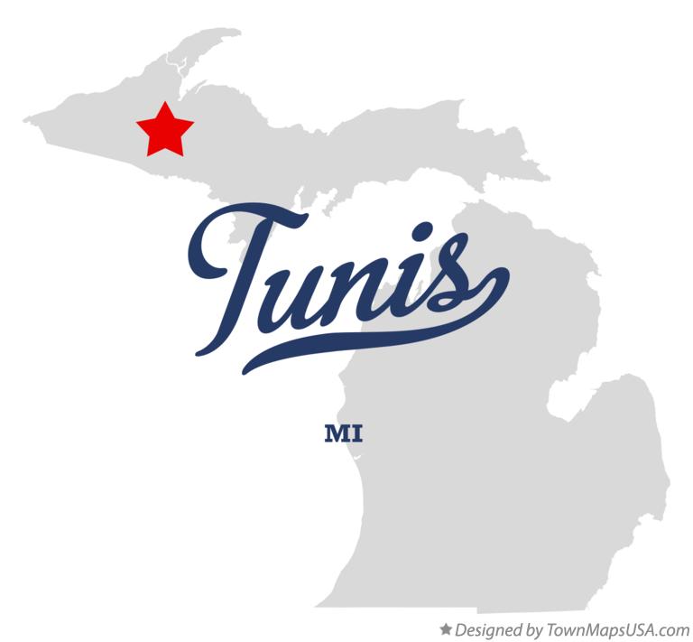 Map of Tunis Michigan MI