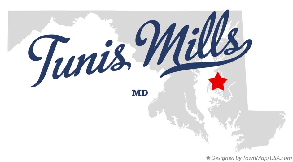 Map of Tunis Mills Maryland MD
