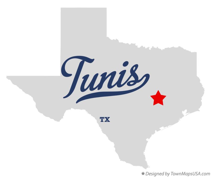 Map of Tunis Texas TX