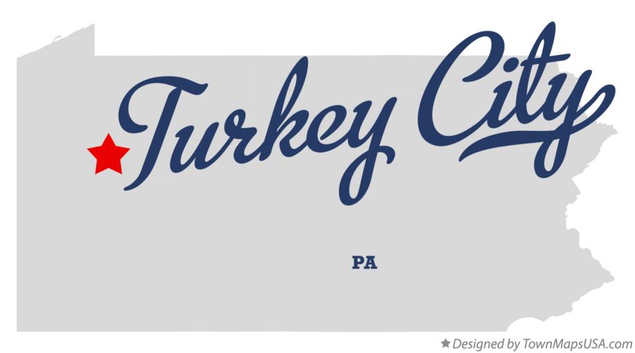 Map of Turkey City Pennsylvania PA