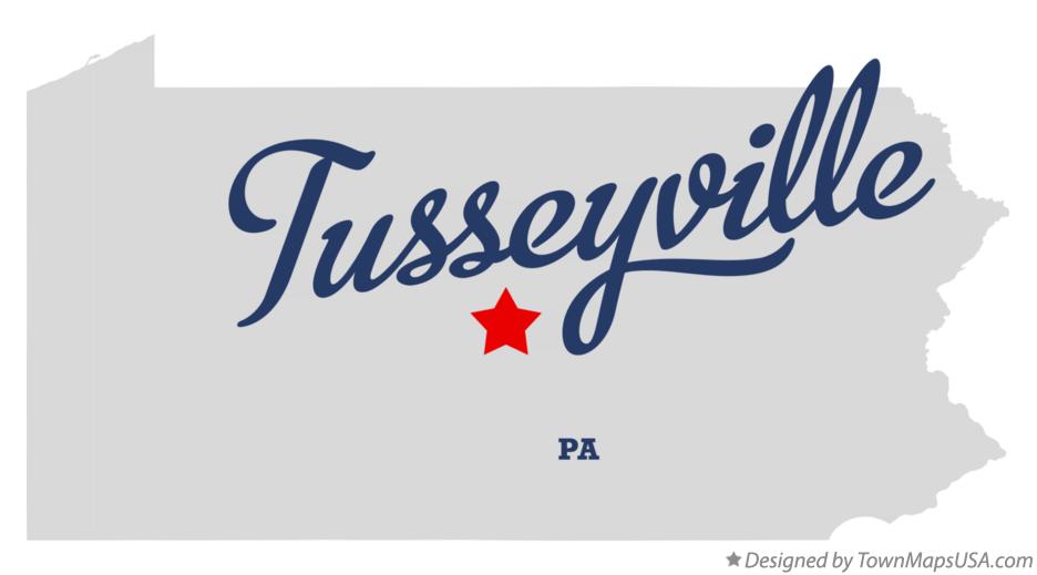 Map of Tusseyville Pennsylvania PA