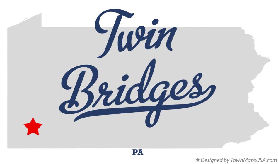 Map of Twin Bridges Pennsylvania PA
