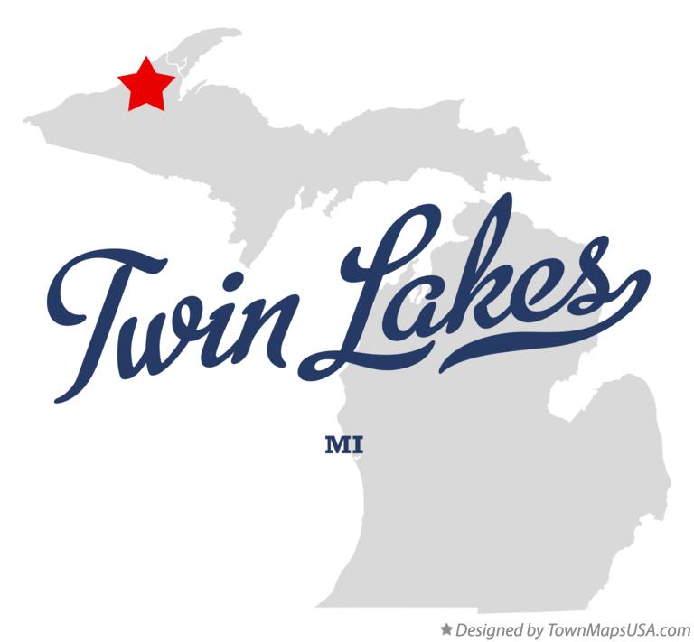 Map of Twin Lakes Michigan MI