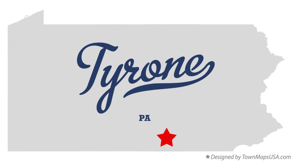 Map of Tyrone Pennsylvania PA