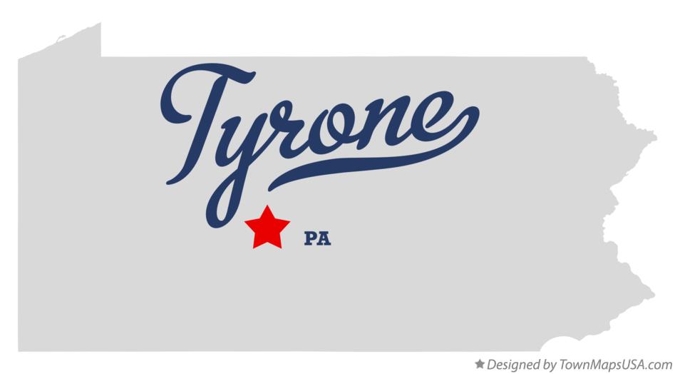 Map of Tyrone Pennsylvania PA