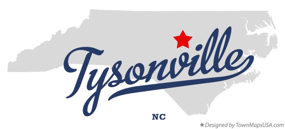 Map of Tysonville North Carolina NC