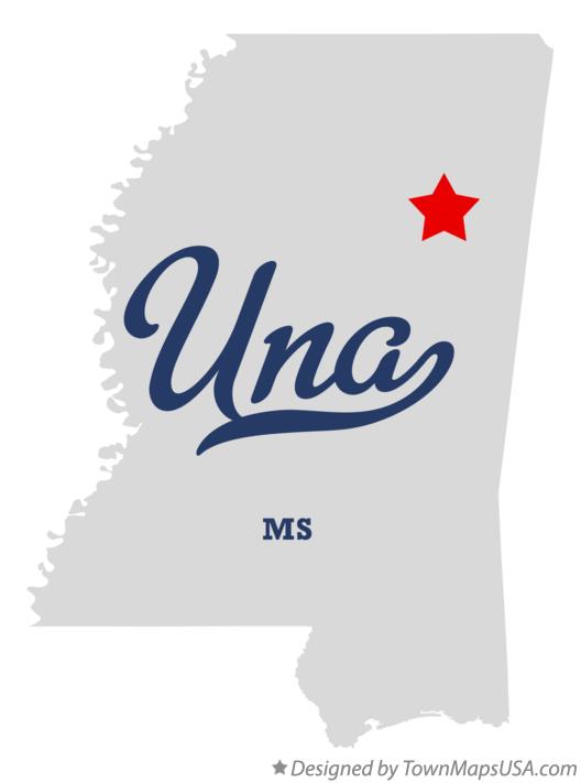 Map of Una Mississippi MS