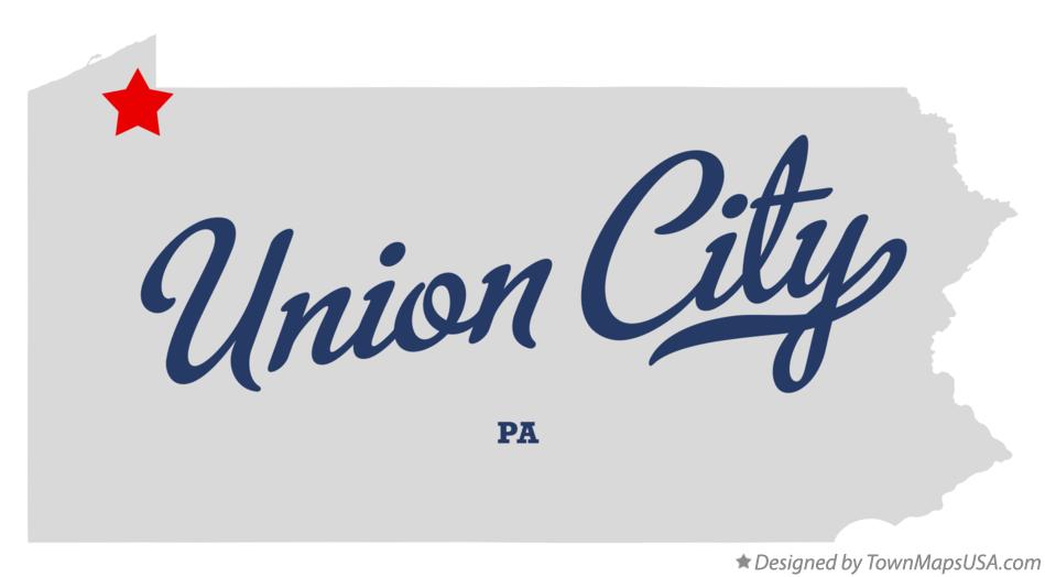 Map of Union City Pennsylvania PA