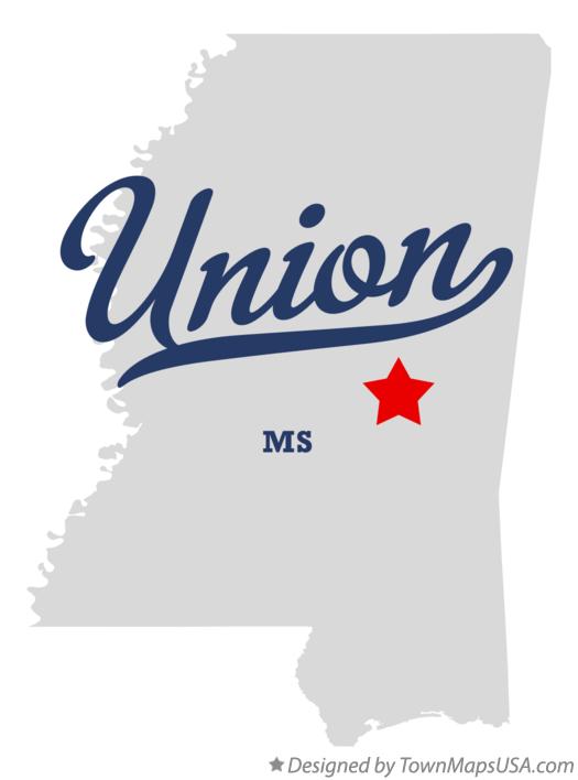 Map of Union Mississippi MS