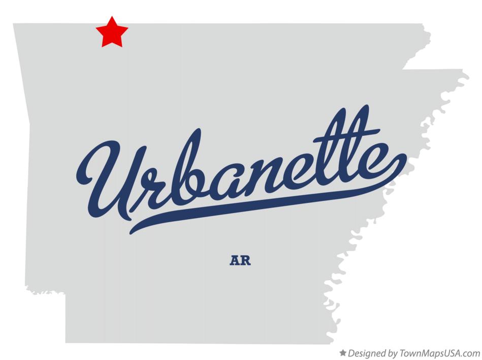 Map of Urbanette Arkansas AR