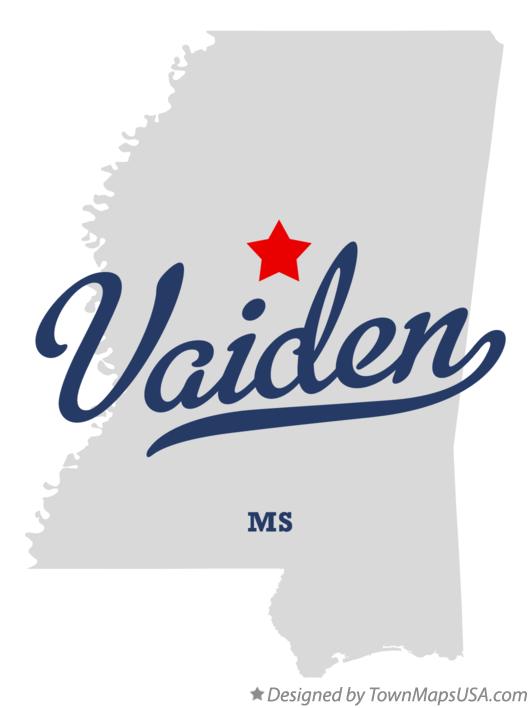 Map of Vaiden Mississippi MS