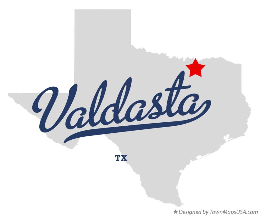 Map of Valdasta Texas TX