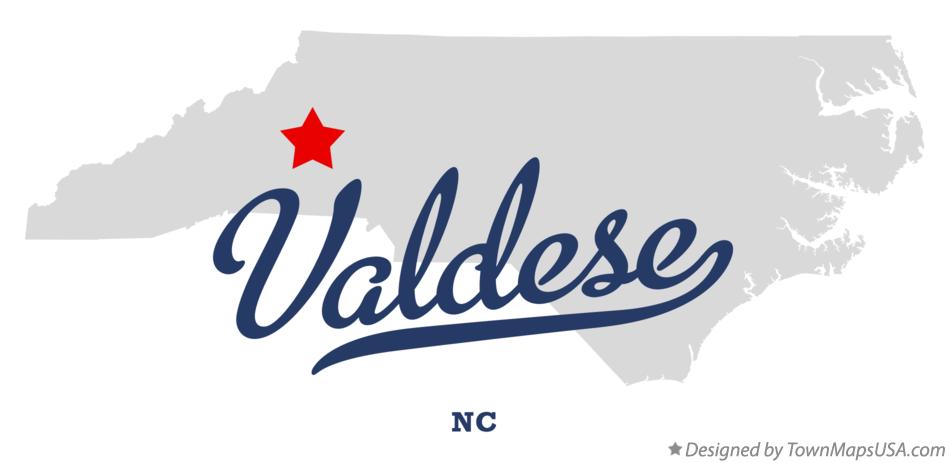 Map of Valdese North Carolina NC