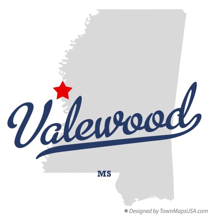 Map of Valewood Mississippi MS