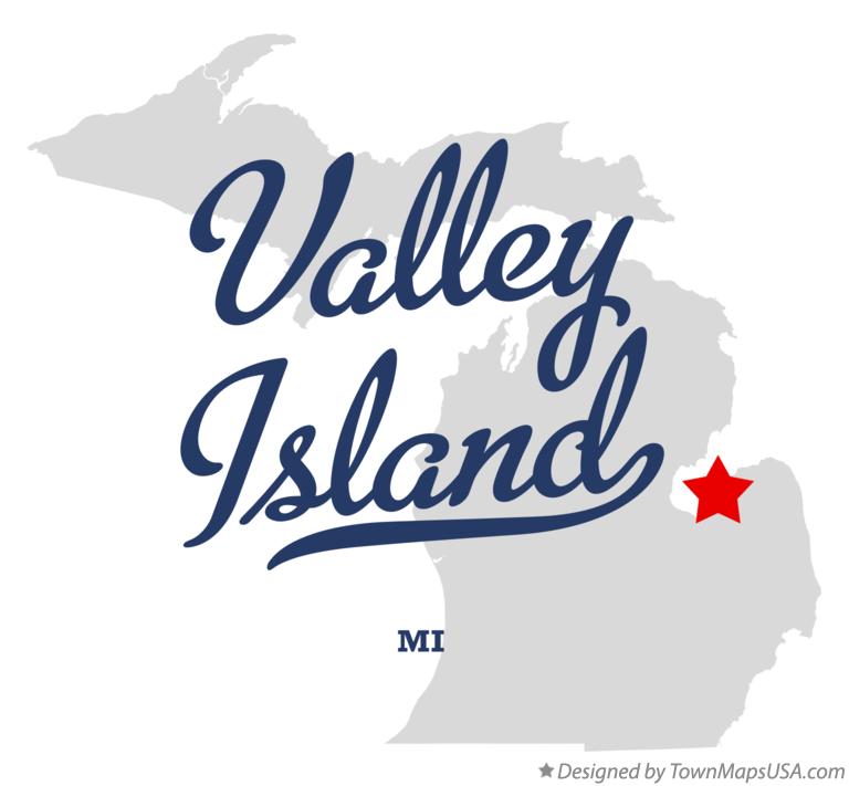 Map of Valley Island Michigan MI
