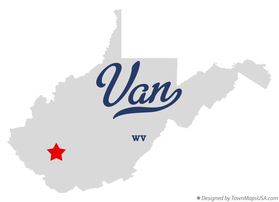 Map of Van West Virginia WV