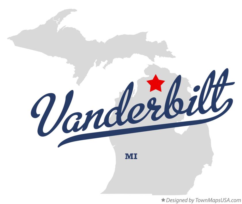 Map of Vanderbilt Michigan MI