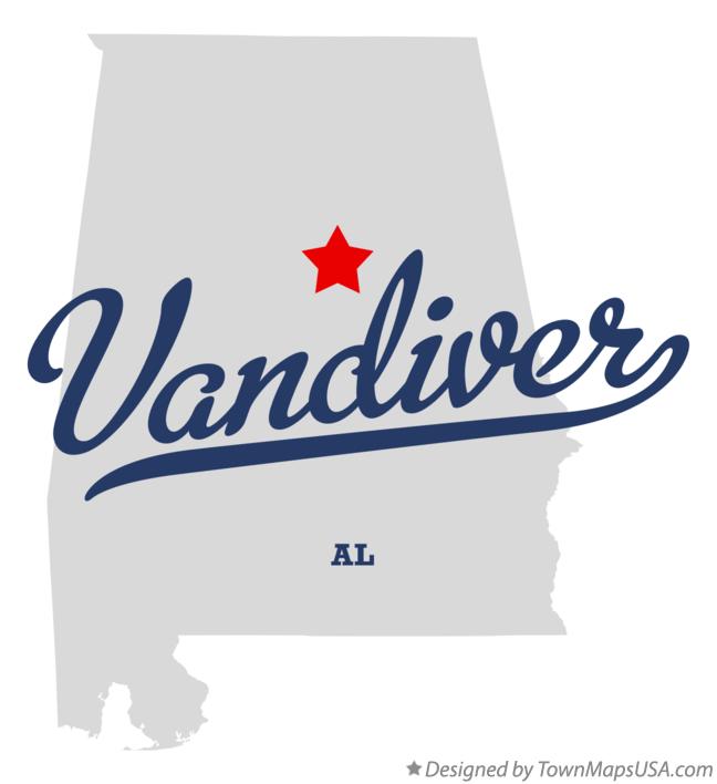 Map of Vandiver Alabama AL