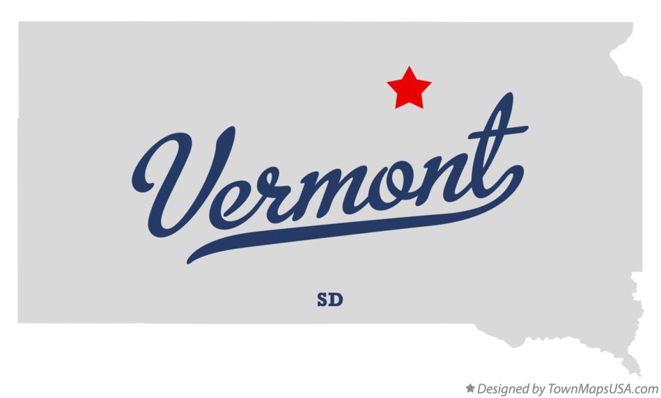 Map of Vermont South Dakota SD