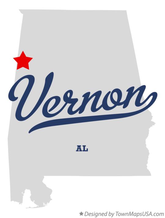 Map of Vernon Alabama AL