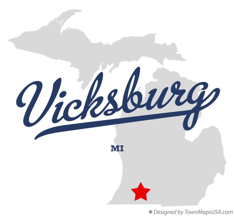Map of Vicksburg Michigan MI