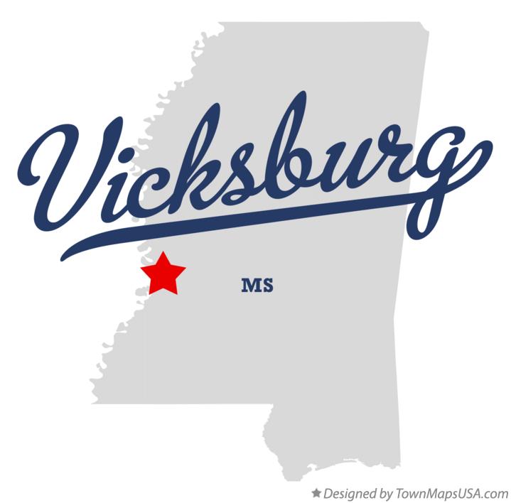 Map of Vicksburg Mississippi MS