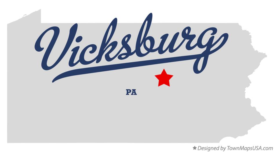 Map of Vicksburg Pennsylvania PA