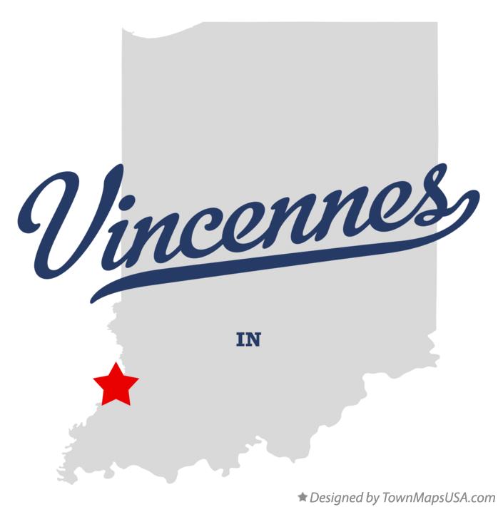 Map of Vincennes Indiana IN