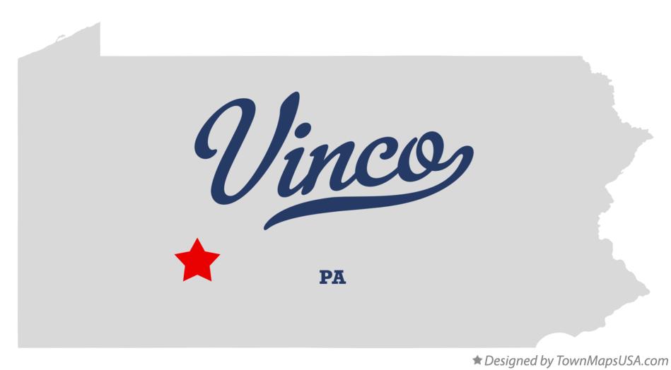 Map of Vinco Pennsylvania PA