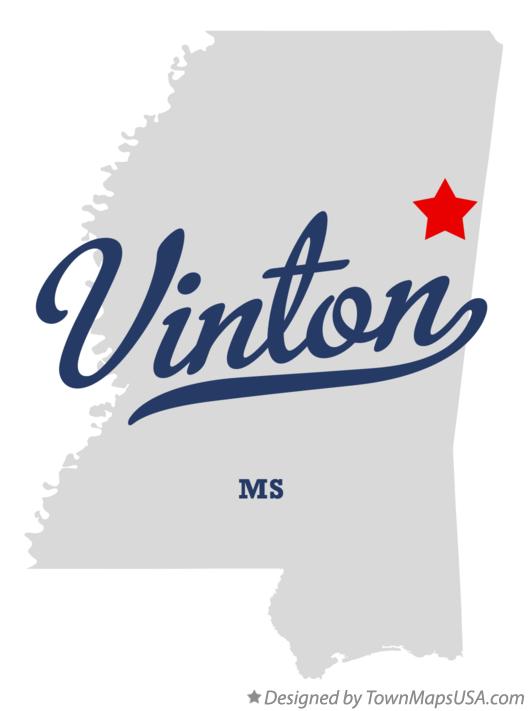 Map of Vinton Mississippi MS