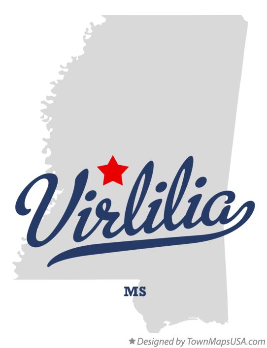 Map of Virlilia Mississippi MS