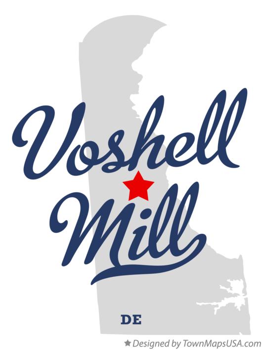 Map of Voshell Mill Delaware DE