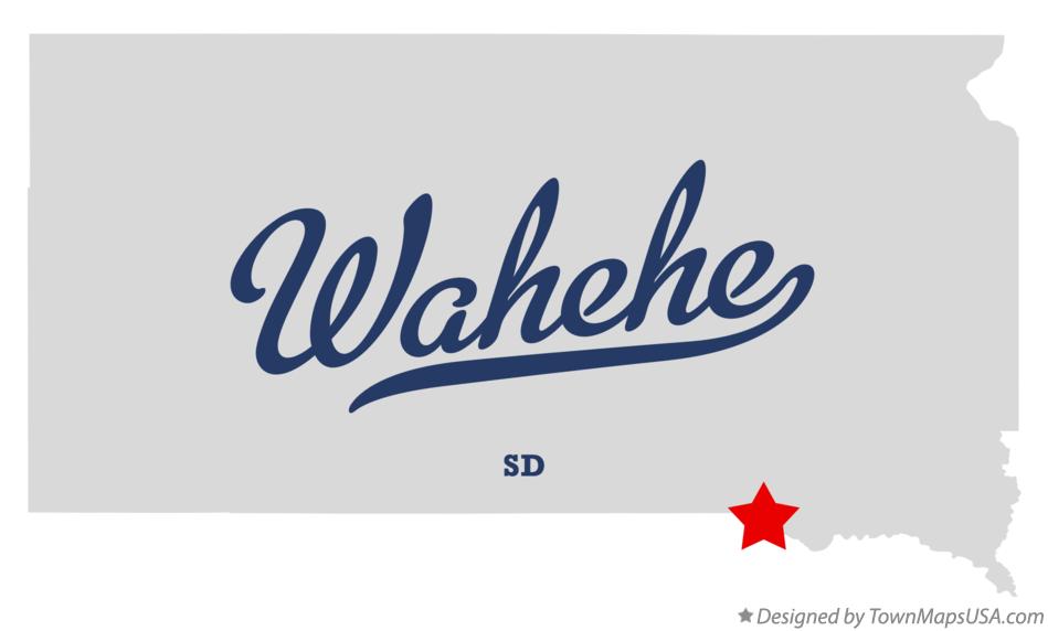 Map of Wahehe South Dakota SD